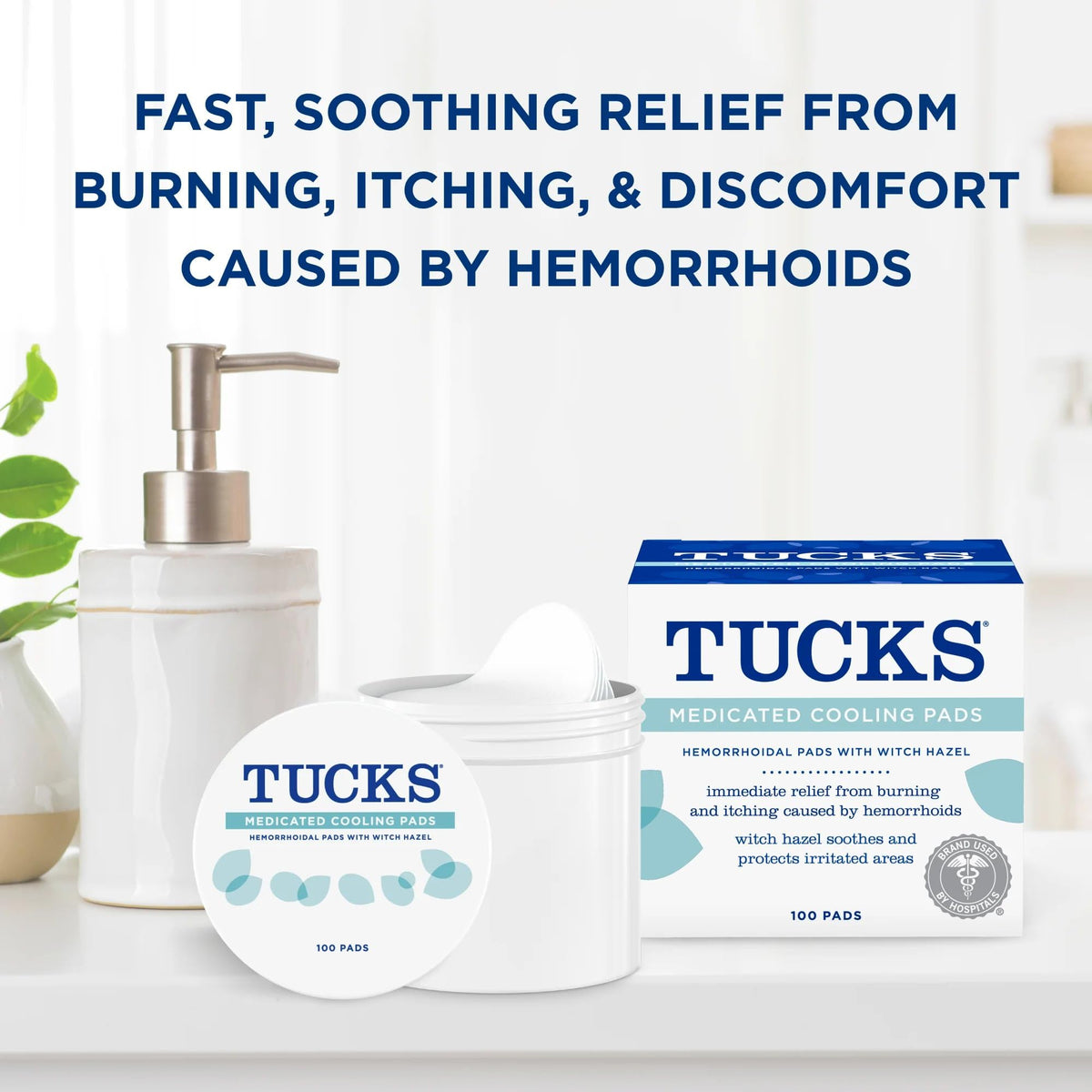 TUCKS Medicated Cooling Pads, 100 Count – Hemorrhoid Pads with Witch Hazel, Cleanses Sensitive Areas, Protects from Irritation, Hemorrhoid Treatment, Medicated Pads Used by Hospitals