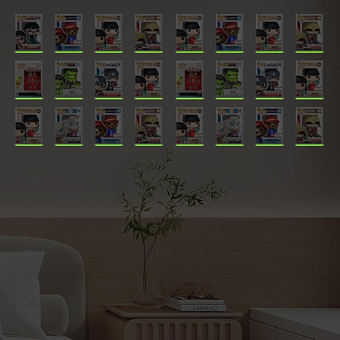 (12 Pack) Black Floating Wall Shelf, Wall Floating Shelves for Funko Pop, Action Figures,Security Cameras, Baby Monitors, Speakers or any small accessories.Weight capacity is 3lb installed by screws.