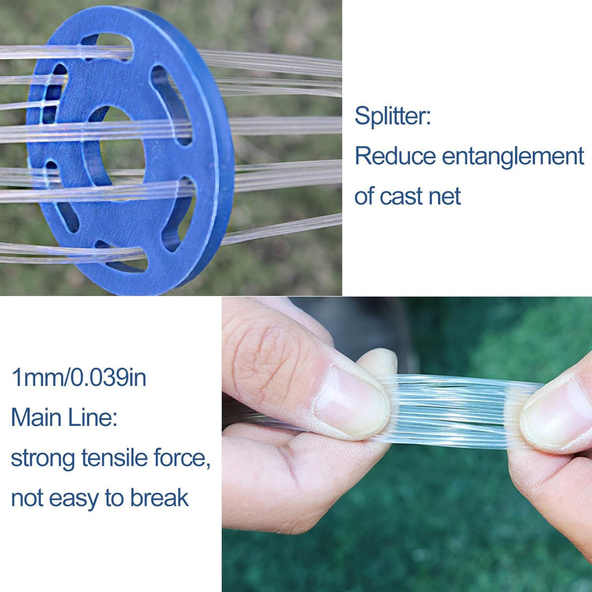 Lawaia Cast Net Cast Nets for Fishing Hand Throw Bait Nets 1/2 inch Mesh Freshwater Saltwater Fish Gear - Ideal for Shrimp, Fish & Fly Fishing with 3FT Radius
