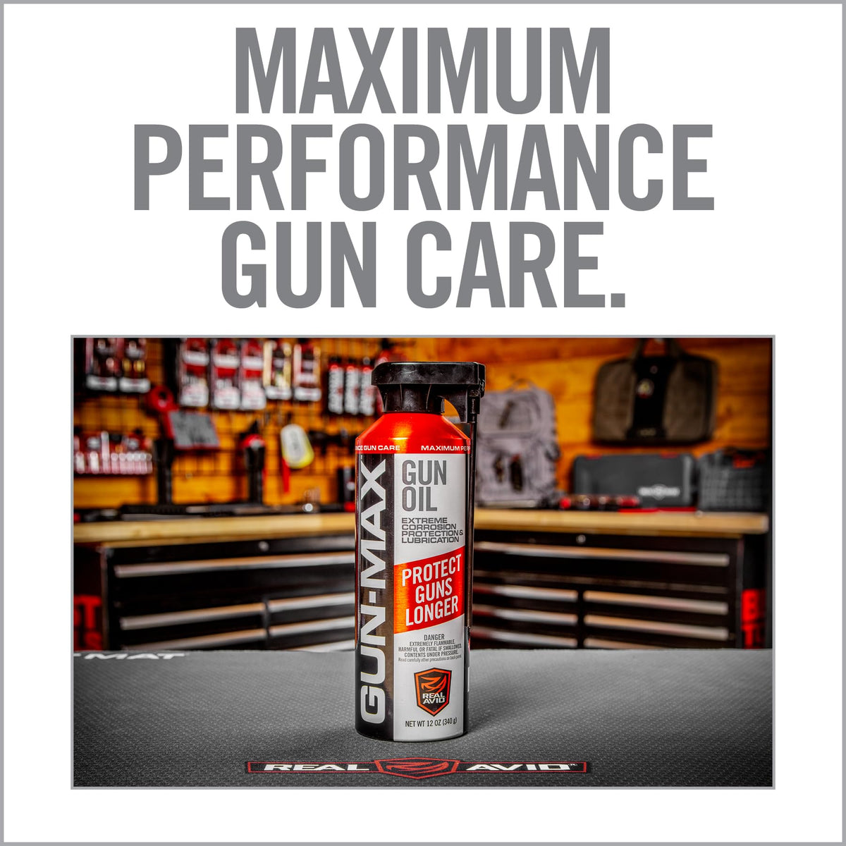 Real Avid Gun Max Gun Oil - 12 Ounce Gun Oil and Cleaner - All-in-One Shooter Lube Rust Protectant & Gun Oil Lubricant - High Performance Gun Lube
