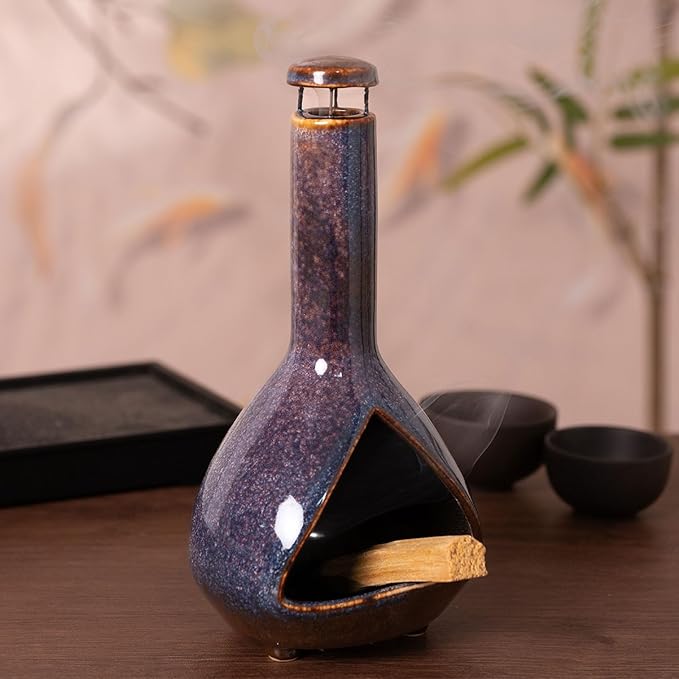 Premium Ceramic Palo Santo Holder - HighTemperature 1200°C Mini Chiminea for Sage, Incense & Palo Santo Sticks-Elegant Design for Energy Cleansing, Yoga, Meditation & Aromatherapy Idea