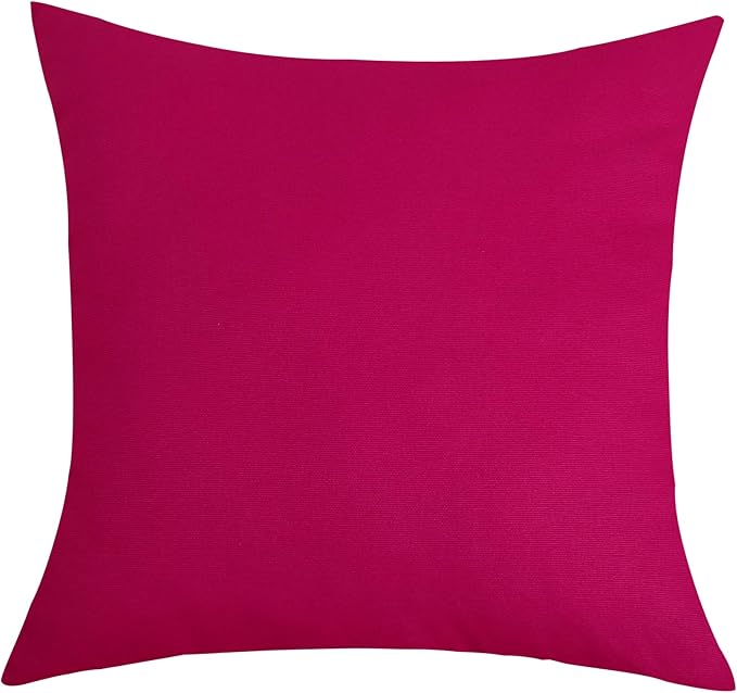 TangDepot Set of 2 Handmade Decorative Solid 100% Cotton Canvas Throw Pillow Covers/Cushion Covers, 45 Colors Available - (16"x16" 2 Pieces, Brilliant Rose)