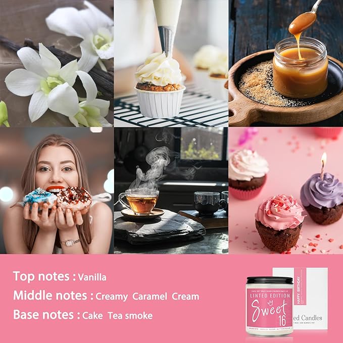 16th Birthday Gifts for Women, Perfect Birthday Present, Funny Presents for Mom, Friends, Wife, Sister, 7oz Vanilla Cream-Scented Candle