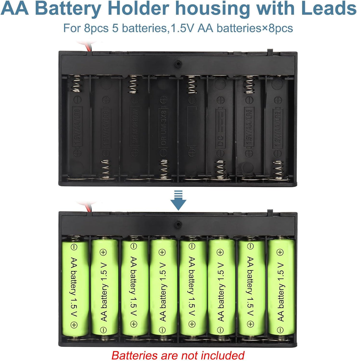 VWEICYY 2 8 Leads,2PCS 8 1.5V x AA Battery Holder housing with x AA Battery Holder Case