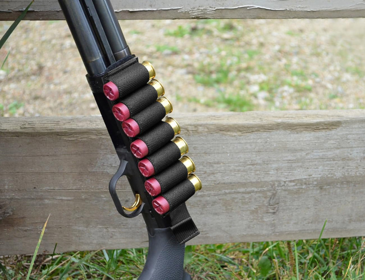 Dragonjie 6 Packs 7 Rounds Shell Card Holder Cartridge Pouches | 12/20 Ga Side Saddle Shell Carrier for Rifle Shotgun Cartridge | with Molle Utility Pouch Hook and Loop