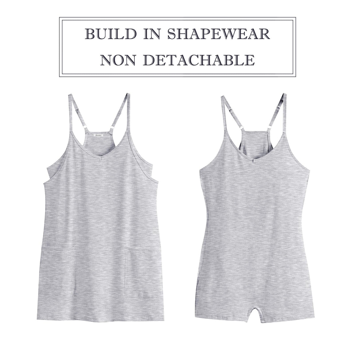 ANRABESS Women Athletic Dress Summer Tennis Workout Active Sports Mini Romper Dress Built in Shorts Travel Vacation Clothes Heather Gray Small