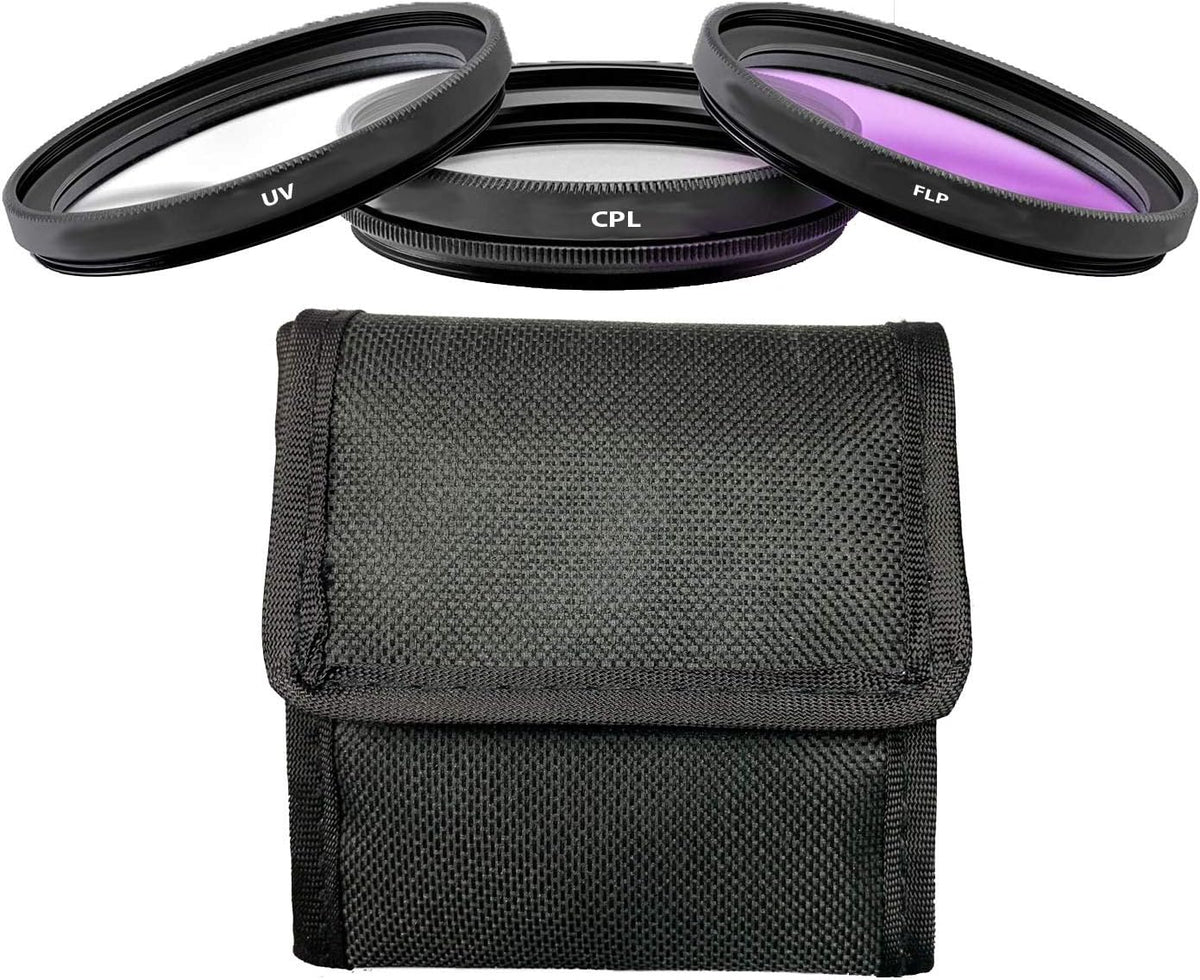 COMMANDER OPTICS 3 (77mm) Professional HD Piece Camera Lens Filter Kit (UV, CPL, FLD) with Carrying Case