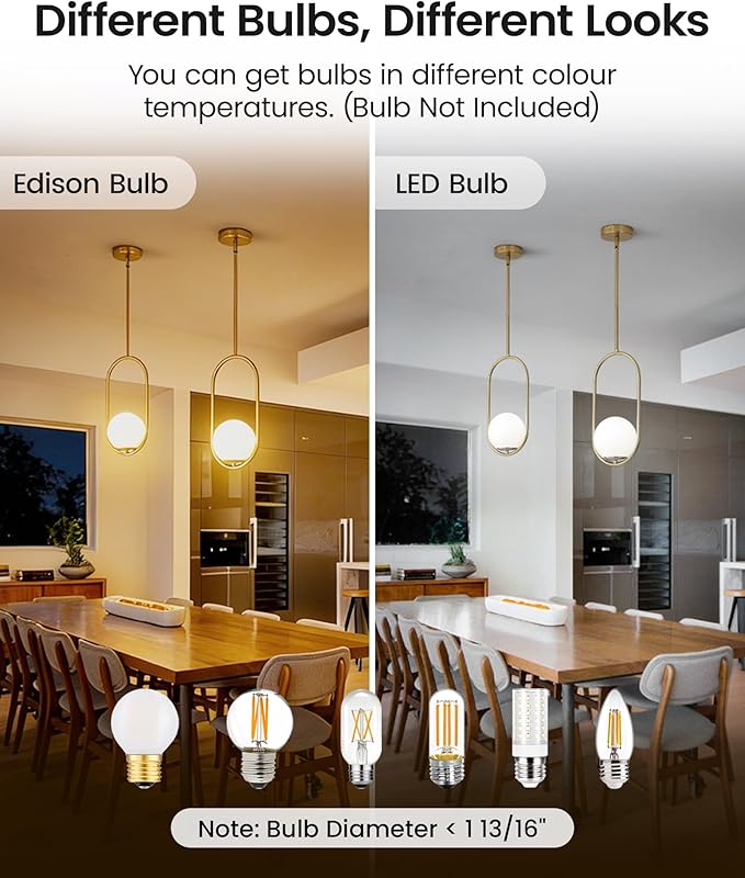 Yunnix Pendant Lights Kitchen Island, Pendant Light Fixtures, Modern Gold Globe Glass Pendant Lighting, Brass Mid Century Chandelier One Light for Bathroom Bedroom Dining Room(Bulb Not Included)