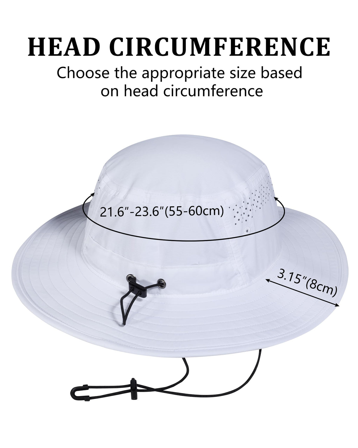 GADIEMKENSD UV Protection Bucket Hat for Men & Women, Wide Brim Sun Hats for Fishing Hiking, Breathable Quick-Dry Cooling Safari, Water-Repellent Bonnie Sunhat for Beach Golf Garden Travel White