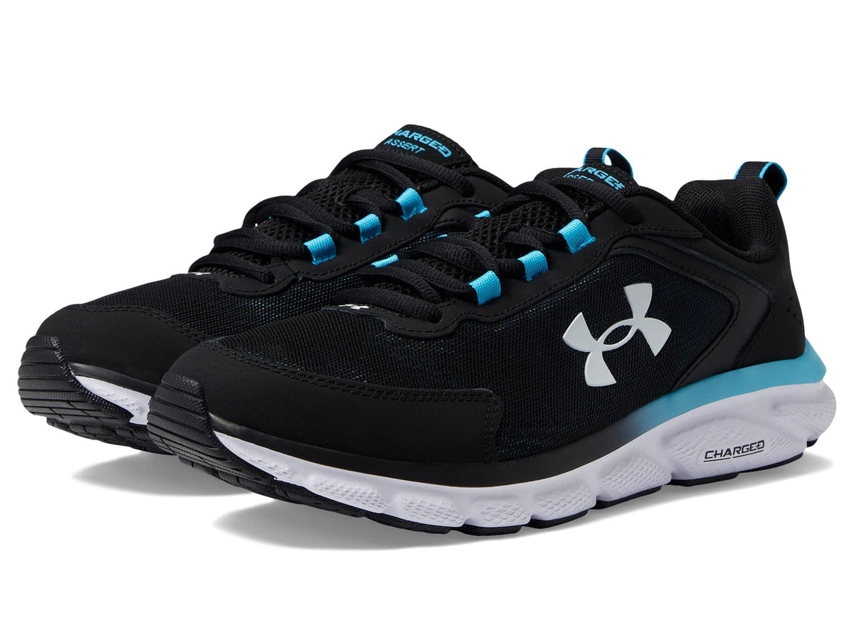 Under Armour Men's Charged Assert 9DISC, (009) Black/Blue Surf/White, 10.5, US