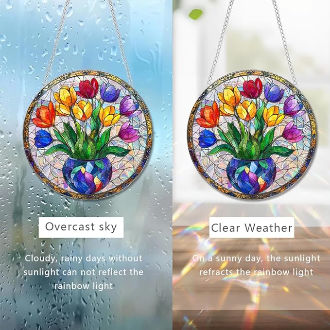 Sun Catchers Indoor Window, Acrylic Rainbow Suncatcher Window Hanging Decoration for Living Room Bedroom Summer Home Balcony Ornaments Decoration