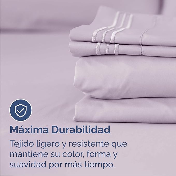 Cal King Size 4 Piece Sheet Set - Comfy Breathable & Cooling Bed Sheets Set - Hotel Luxury Bedding for Women, Men, Kids, Teens, Boys & Girls - Deep Pockets & Wrinkle Free - Oeko-Tex - Light Lavender