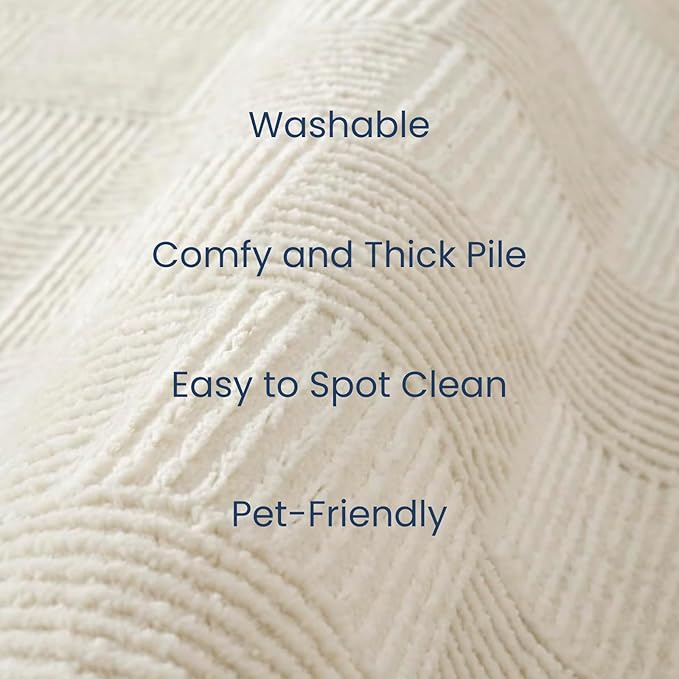 Revival Rugs Willow 8'x10' Washable Area Rug for Living Room Bedroom - 100% Recycled Oeko-TEX Certified, Medium Pile, Beige, Cream