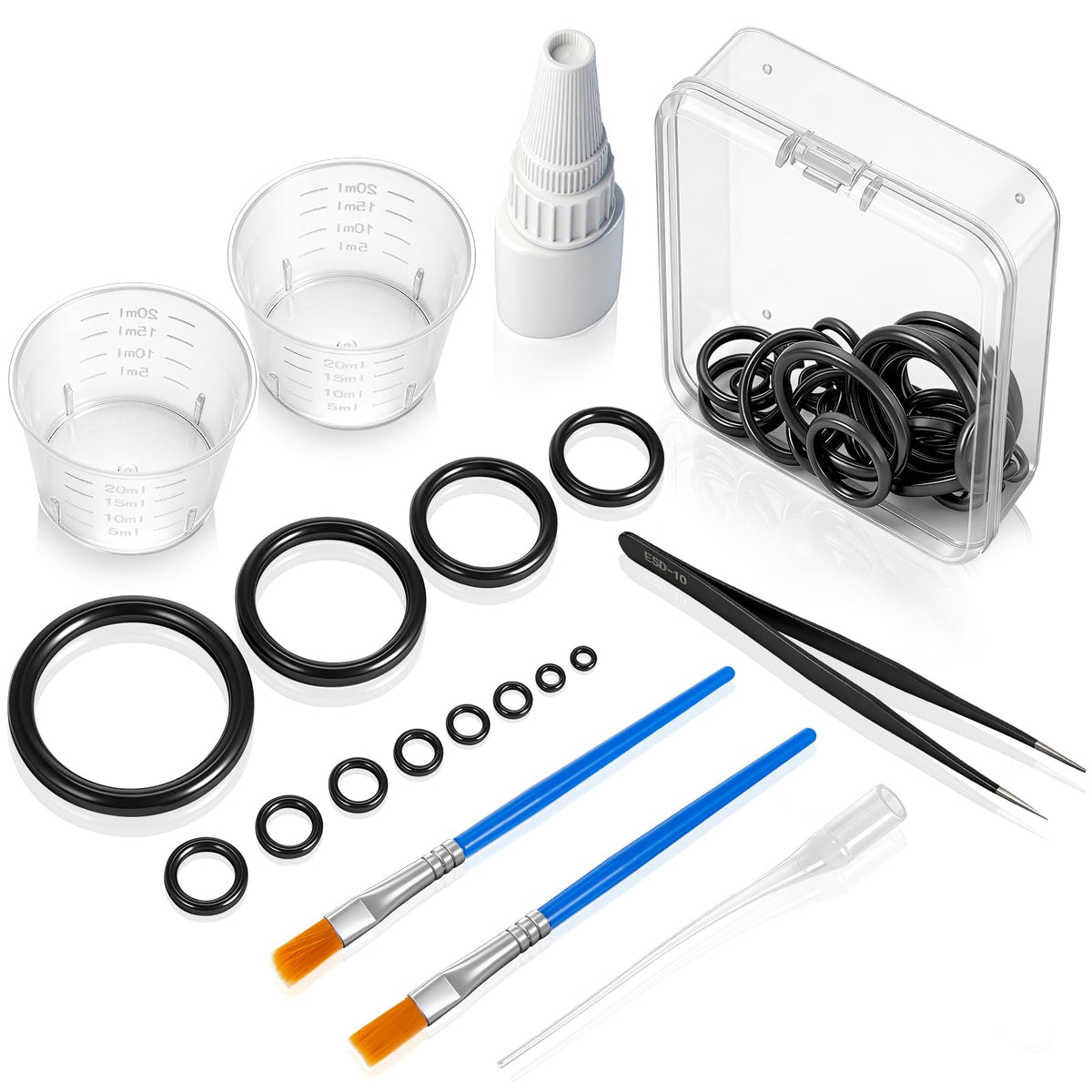 VercanMonth 78 Pcs Rod Tip Repair Kit Fishing Rod Eyelet Repair Kit Includes 12 Sizes Fishing Pole Ceramic Guides Rings Replacement Glue Brushes and Measuring Cups
