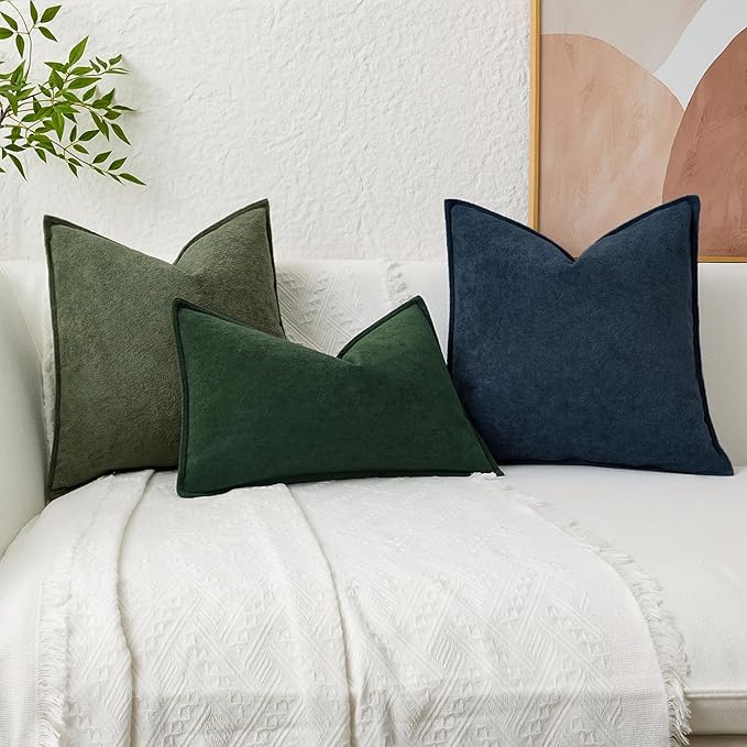 Kevin Textile Waterproof Decorative Pillow Covers Navy Blue 12x20 Inch Pack of 2 Soft Boucle Textured Lumbars Cushions Elegant Accent Pillows for Couch Sofa Chair Bed Home Decor Indoor Outdoor