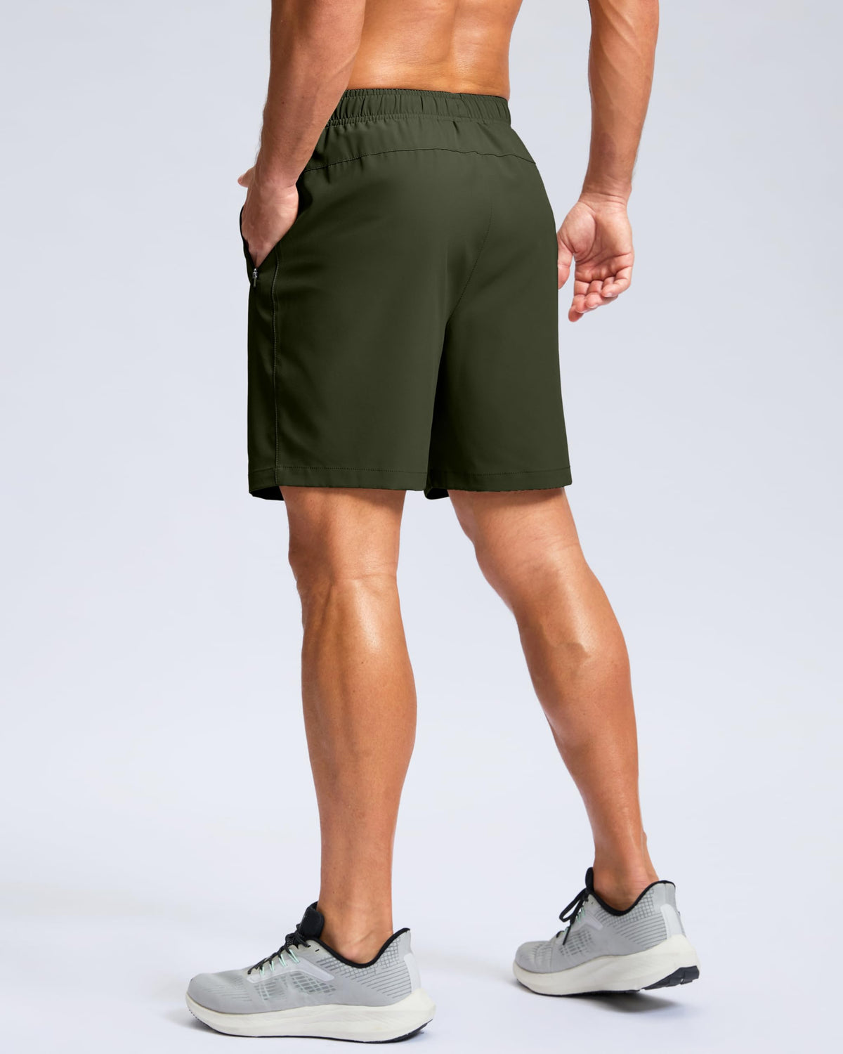 G Gradual Men's Athletic Running Shorts with Zipper Pockets Quick Dry 7"/ 5"/ 9" Workout Gym Shorts for Basketball Hiking(Olive,7S)