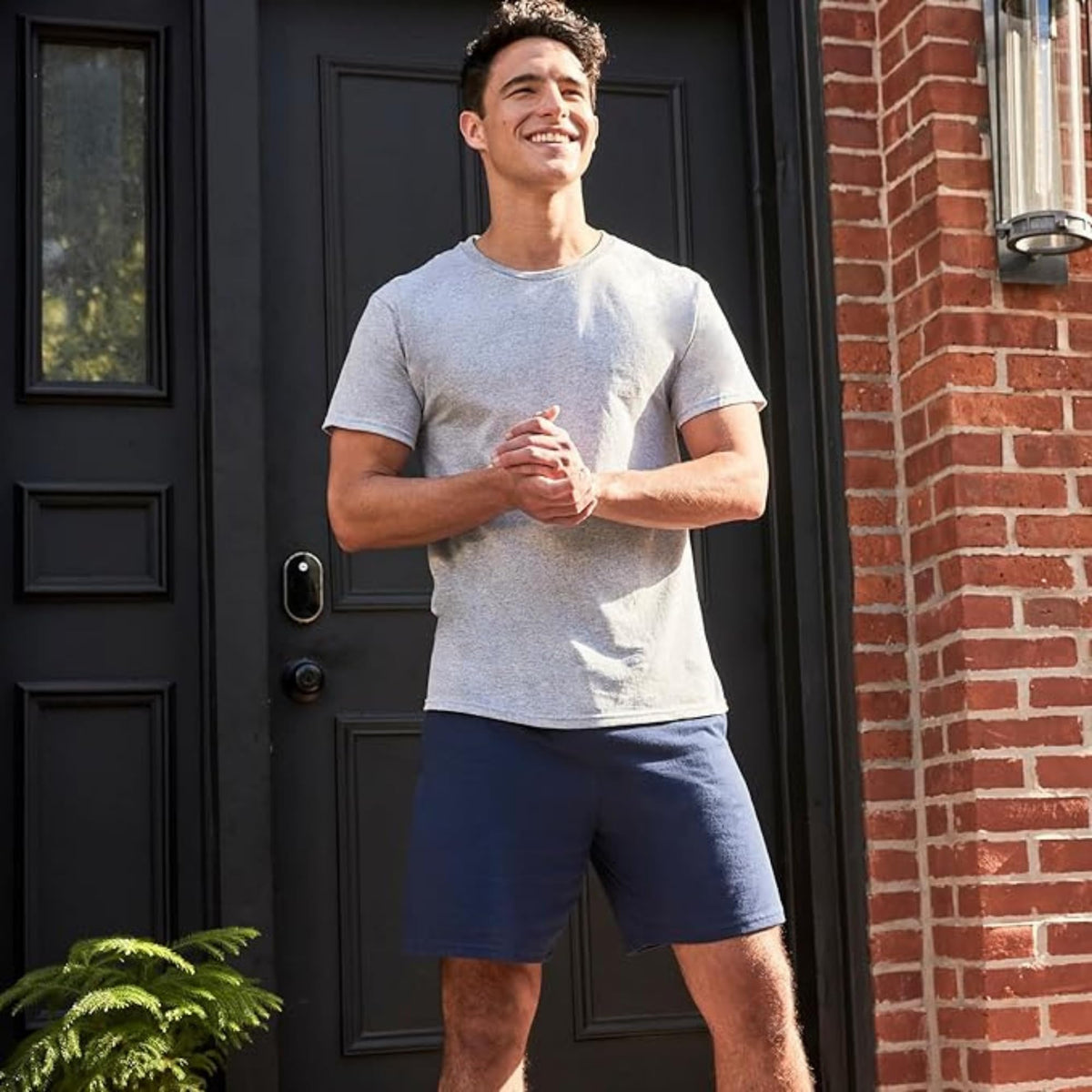 Hanes Men's Jersey Pocket Short, Navy, Medium
