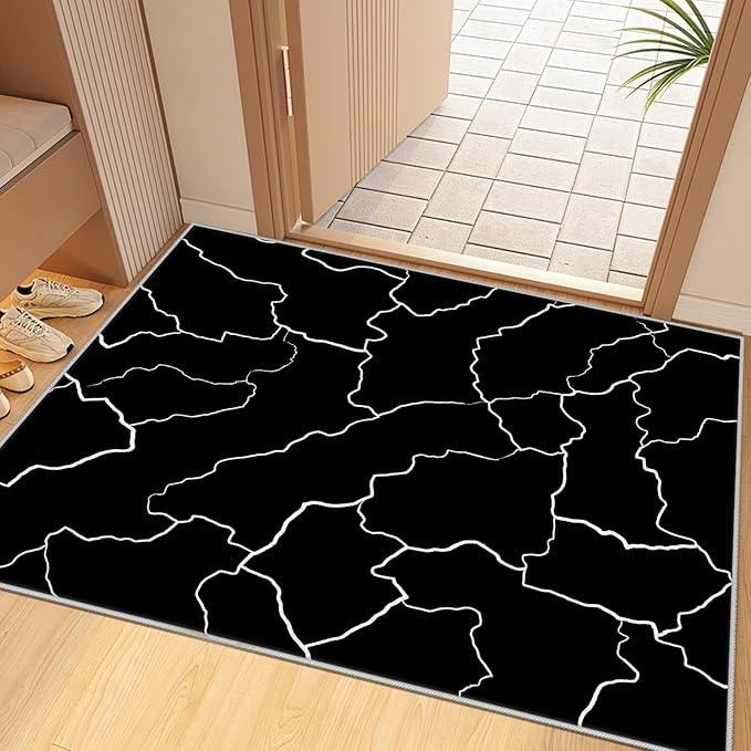 Abstract Rugs for Living Room - Modern Washable Area Rug, 5x6 Abstract Black and White Rug, Minimalist Rugs,Carpet Non Slip Home Decor
