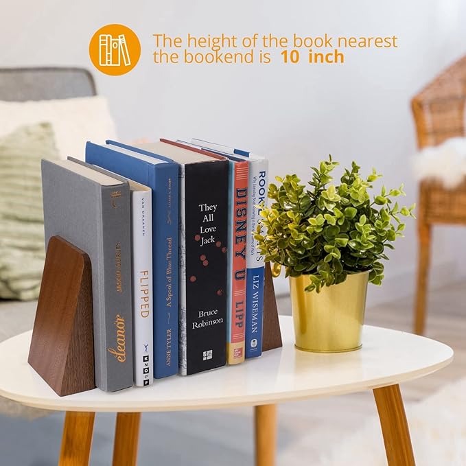 Wood Handmade Heavy Duty Bookends for Shelves Decorative Book Ends to Hold Books for Office