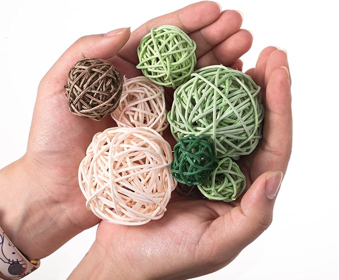 Patelai 36 Pcs Wicker Rattan Balls Decorative Balls for Vase Centerpiece Bowls Orbs Filler for Home Decor,4 Sizes