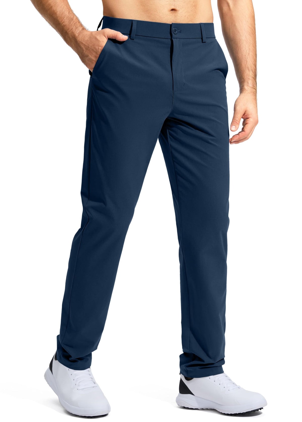 Pudolla Men's Golf Pants Mens Dress Slacks Pants Stretch Work Comfy Pants 34 Quick Dry Casual Trousers with Pockets(Navy 36Wx34L)
