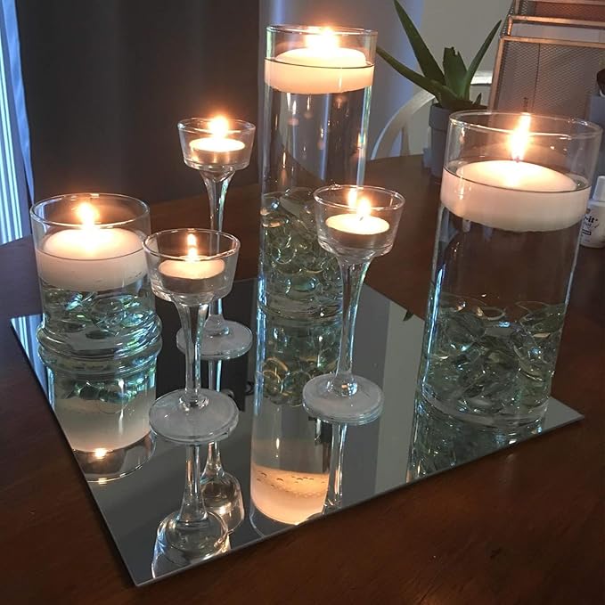WGVI WGV Large Square Mirror Plate 12" Width, 4.2 mm Thickness, Frameless Sanded Edges, Quality Thick Candle Tray, Home Event Party Wedding Table Centerpiece Wall Decor, 1 Piece