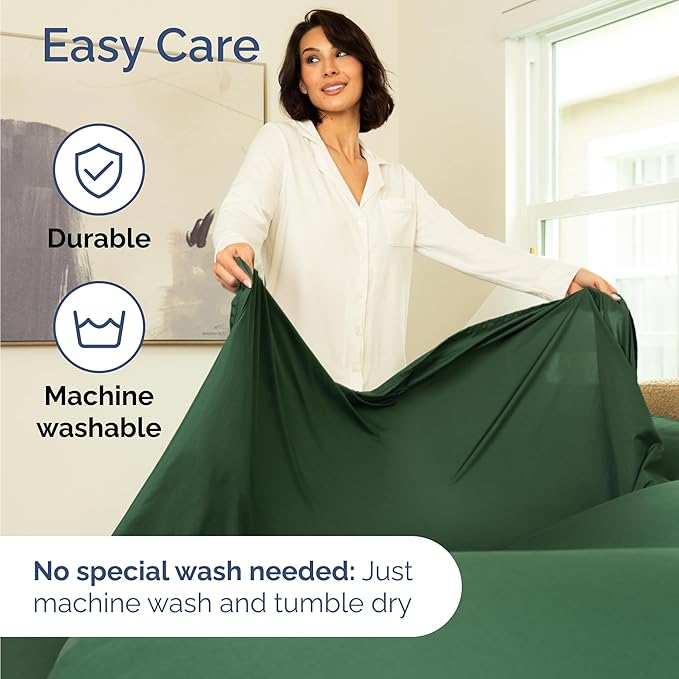 Twin Size 3 Piece Sheet Set - Comfy Breathable & Cooling Bed Sheets Set - Hotel Luxury Bedding for Women, Men, Kids, Teens, Boys & Girls - Deep Pockets, Soft, Wrinkle Free - Oeko-Tex - Emerald Green