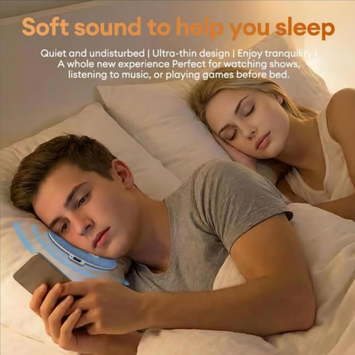 Generic Under Pillow Speaker, Bluetooth Pillow Speaker, Ultra-Thin Sleep Sound Speaker with White Noise Timer, Wireless