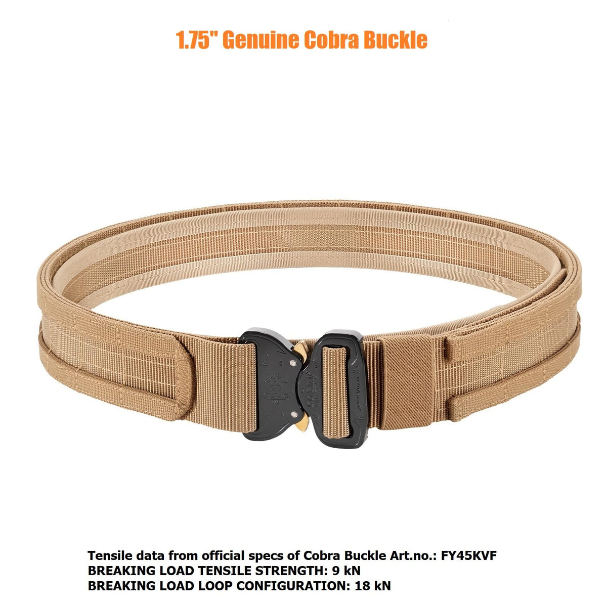 TACNEX Tactical Gun Belt Molle Battle Belt 1.75" & 1.5" Rigger Heavy Duty Belt with Genuine Cobra Buckle (CB, Medium)