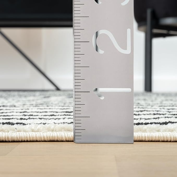 Abani Nuevo Collection Area Rug - Mid-Century Black and White Arch Knot Design - 6' x 9' - for Living Room, Bedroom & Office
