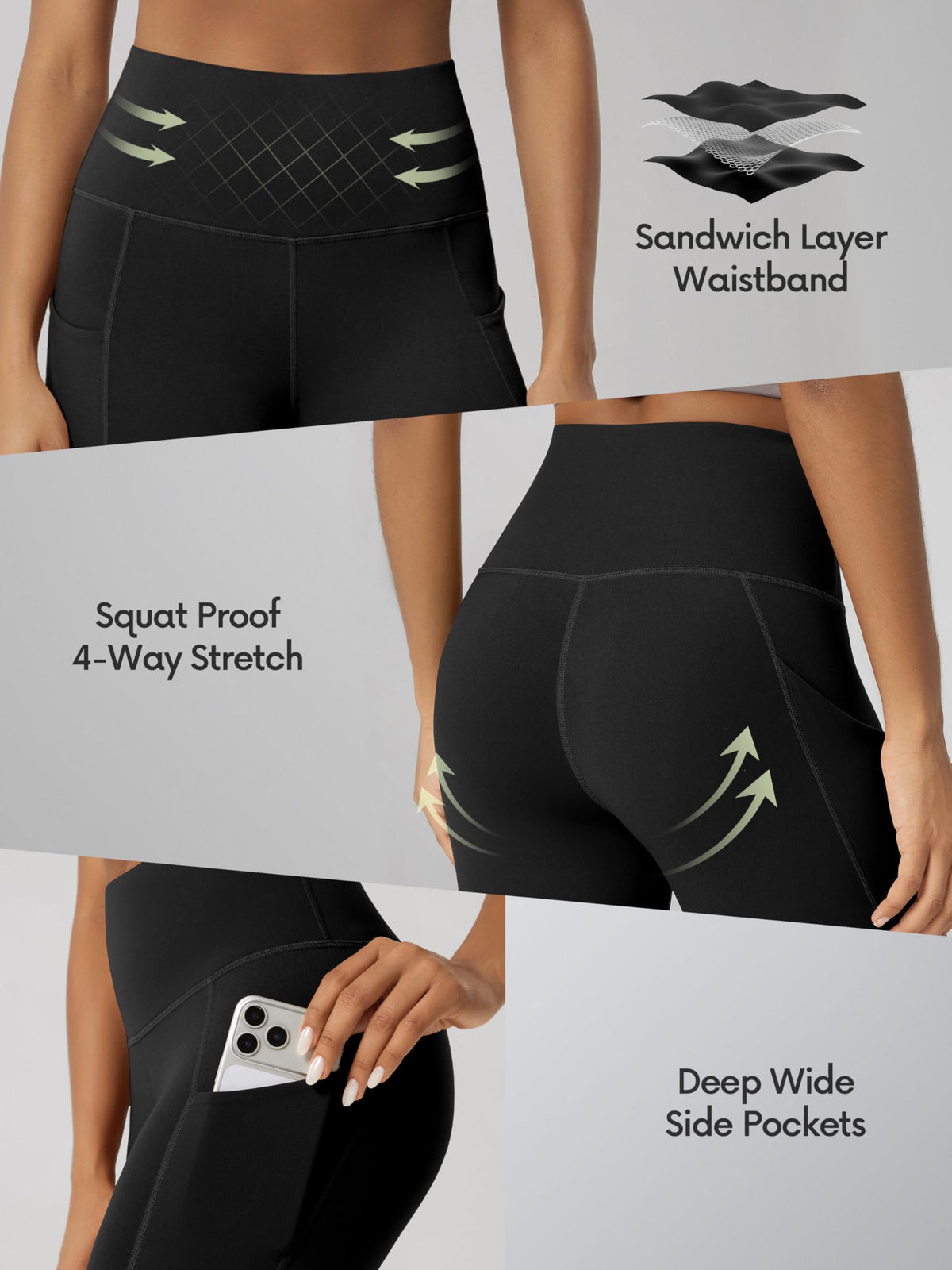 ODODOS 8" Tummy Control Biker Shorts for Women with Pockets High Waist Running Workout Athletic Yoga Shorts, Black, Medium