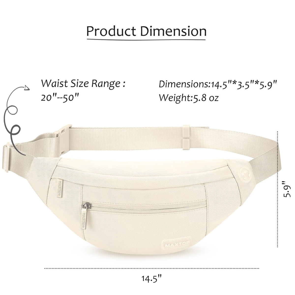 MAXTOP Large Crossbody Fanny Pack with 4-Zipper Pockets,Gifts for Enjoy Sports Festival Workout Traveling Running Casual Hands-Free Wallets Waist Pack Phone Bag Fits All Phones