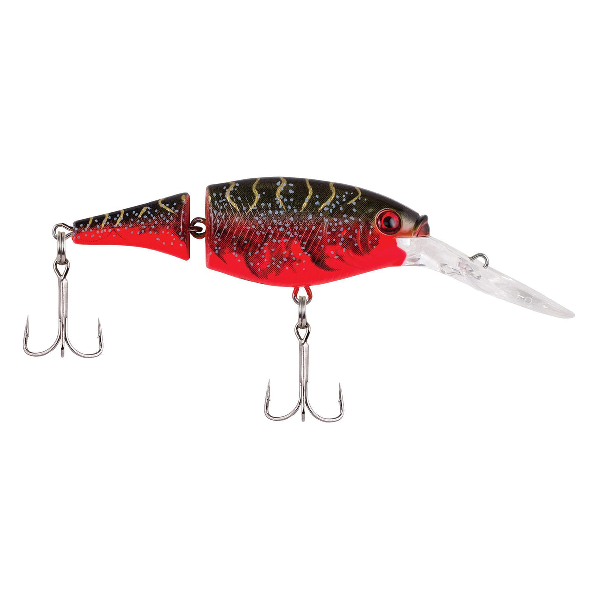 Berkley Flicker Shad Jointed Fishing Lure, Red Tiger, 1/3 oz, 2 3/4in | 7cm Crankbaits, Size, Profile and Dive Depth Imitates Real Shad, Equipped with Fusion19 Hook