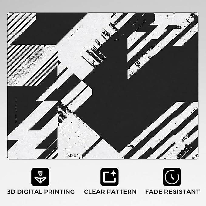 Black and White Rugs for Home Decor, 6x8 ft, Abstract Geometric Area Rugs for Living Room, Soft Non Slip Washable Modern Minimalist Carpet Bedroom Decorations Dt-Ghf-31