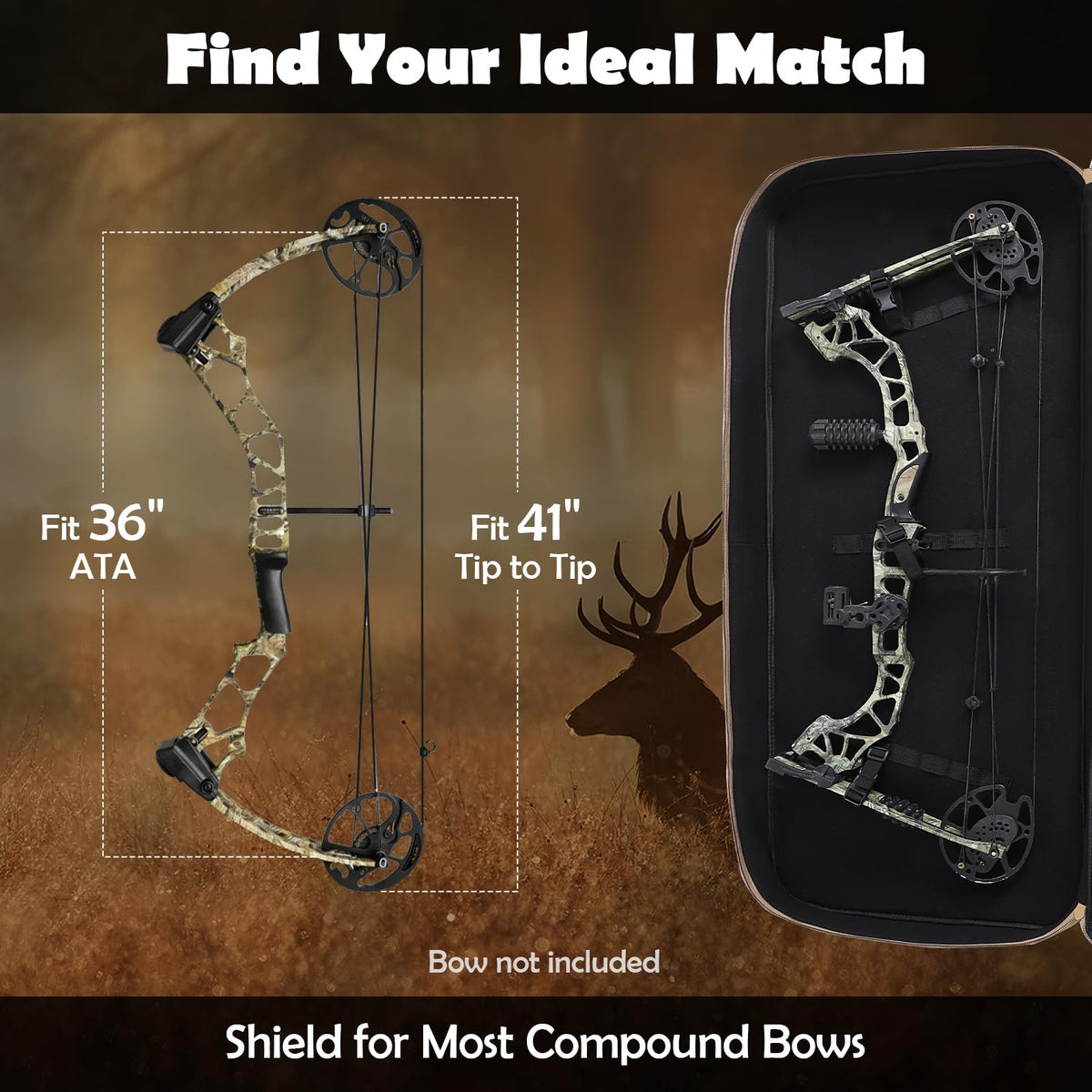 NEW VIEW Bow Case - Protects Your Compound Bow - Features Large Compartment, Soft Padding, Comfortable Carrying Options & Multiple Accessory Pockets - Lightweight Durable Archery Bow Bag