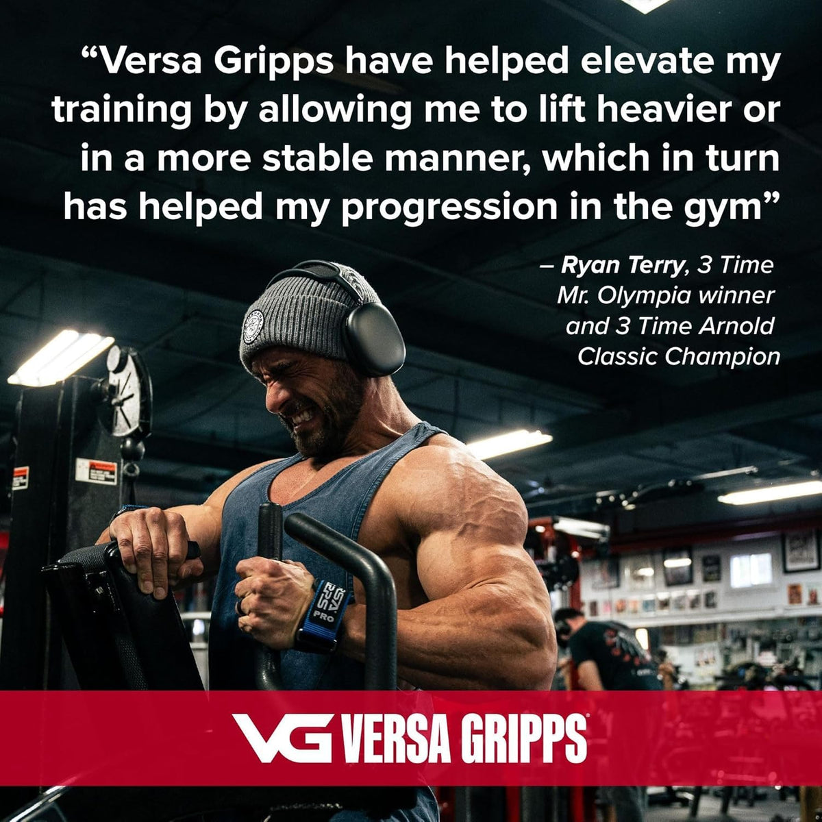 Versa Gripps® PRO Wrist Straps, Size Medium/Large, Royal Red/Black