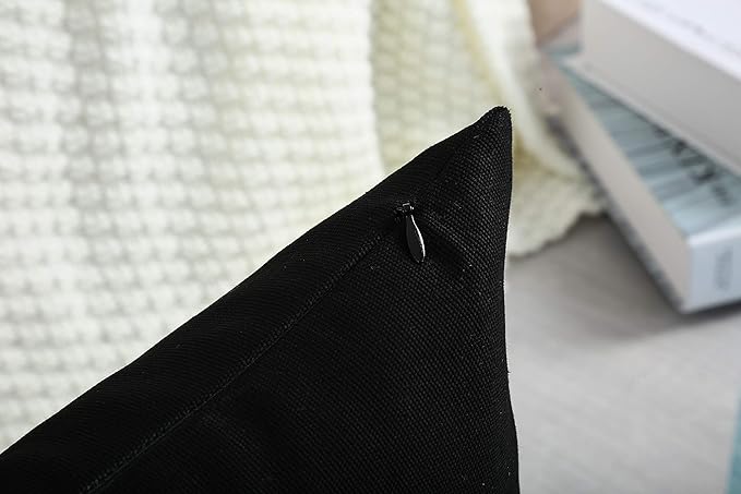 TangDepot Handmade Decorative Solid 100% Cotton Canvas Throw Pillow Covers/Pillow Shams, (16"x16", Black)