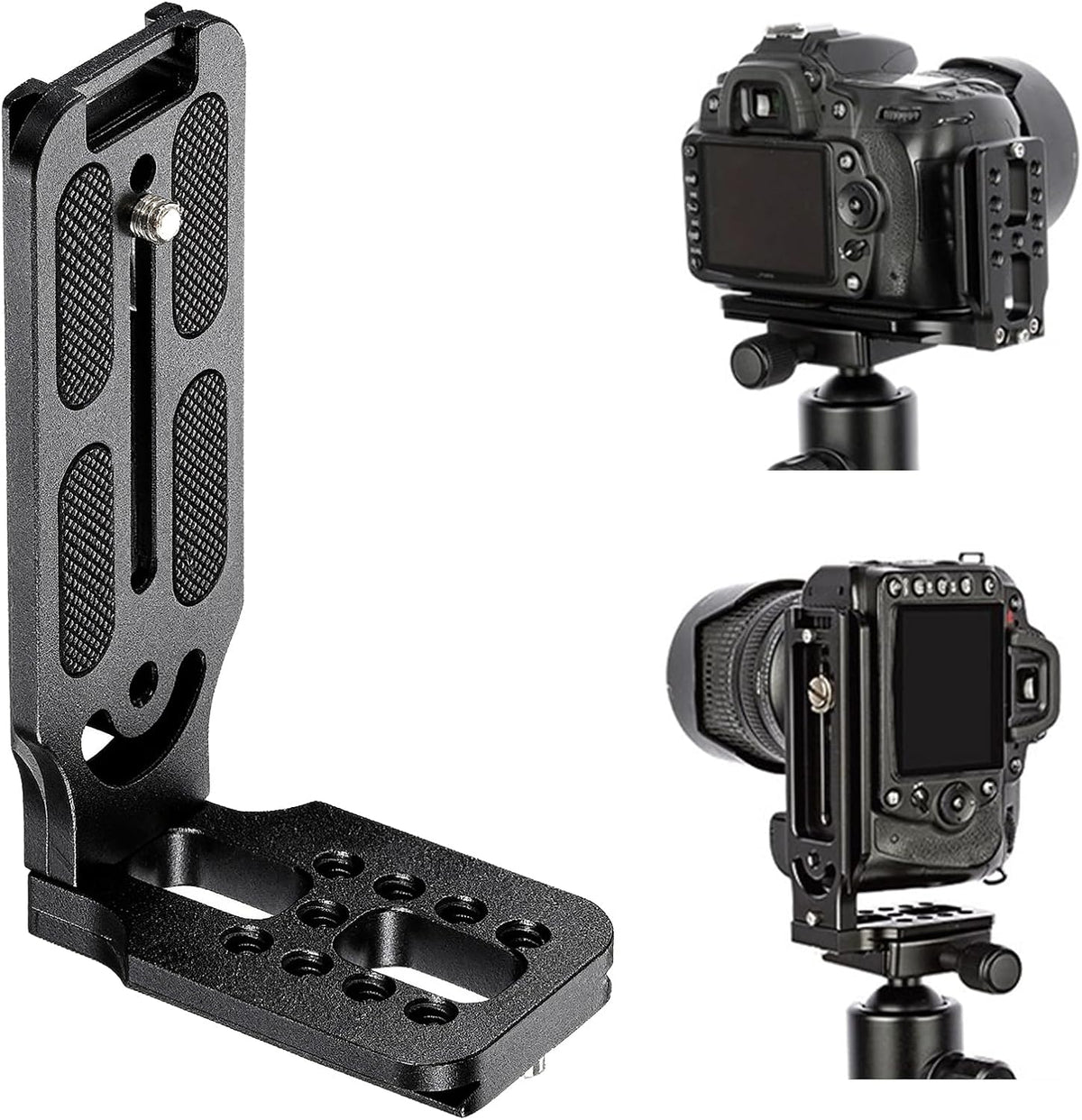 Uelkr 1/4" DSLR Camera L Bracket Quick Release Plate Vertical Horizontal Switching Tripod with Screw, Camera Mount
