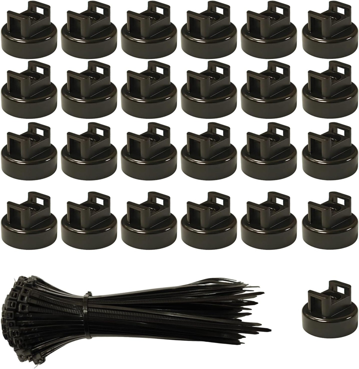 Ziuipuv 25 100 Magnetic Cable Zip Tie Mounts, Pcs Magnets with Pcs Cable Zip Ties, Multipurpose Cable Holder Magnets