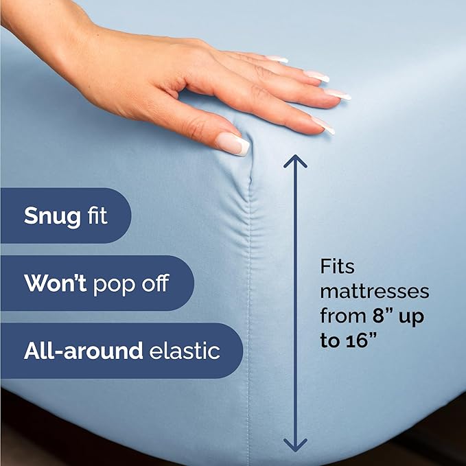 Twin Size 3 Piece Sheet Set - Comfy Breathable & Cooling Bed Sheets Set - Hotel Luxury Bedding for Women, Men, Kids, Teens, Boys & Girls - Deep Pockets, Soft and Wrinkle Free - Oeko-Tex - Light Blue