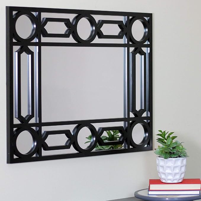 Northlight 29.5" Black Framed Geometric Style Rectangular Wall Mirror