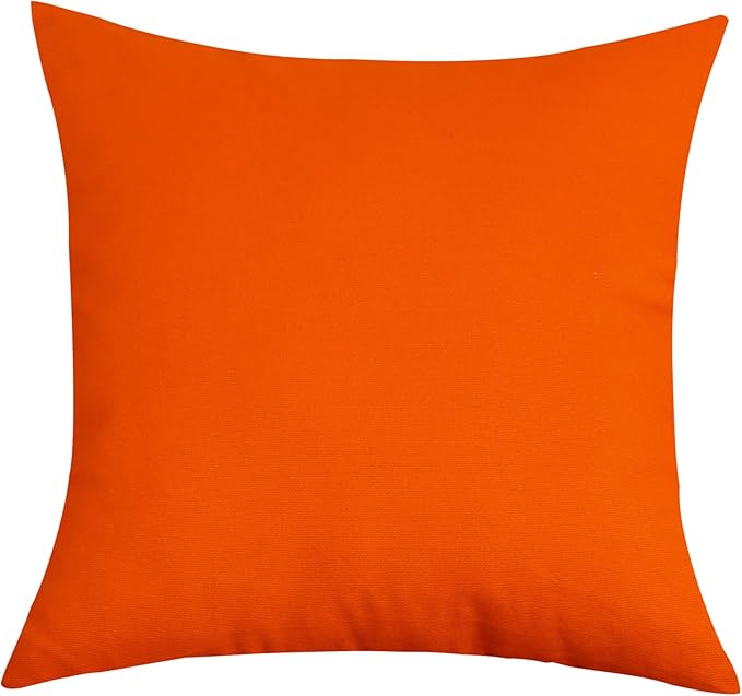 TangDepot Handmade Decorative Solid 100% Cotton Canvas Throw Pillow Covers/Pillow Shams, (14"x14", Orange)