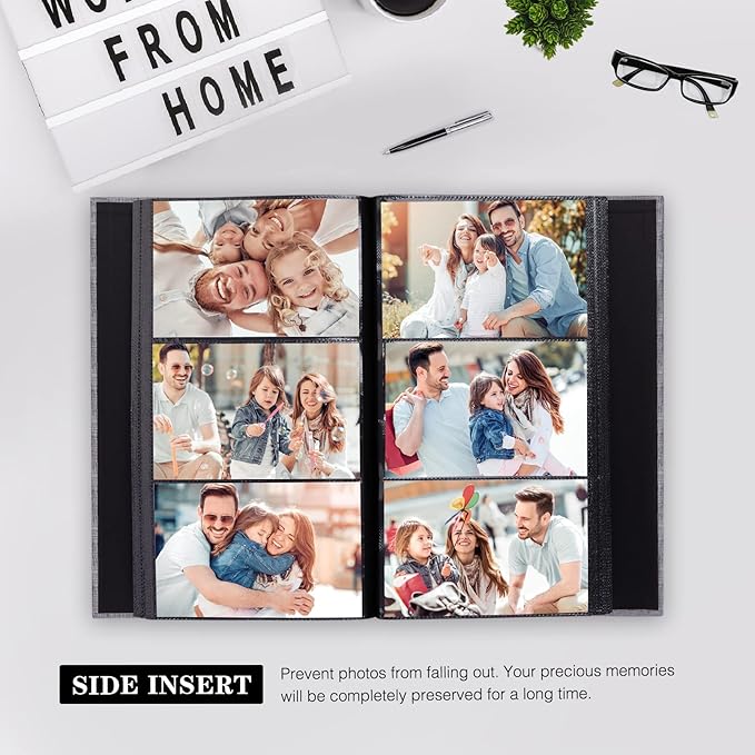 Mublalbum Small Photo Album 4x6 300 Photos Linen Cover Picture Book with Horizontal Pockets for Wedding Family Anniversary and Baby (Purple)