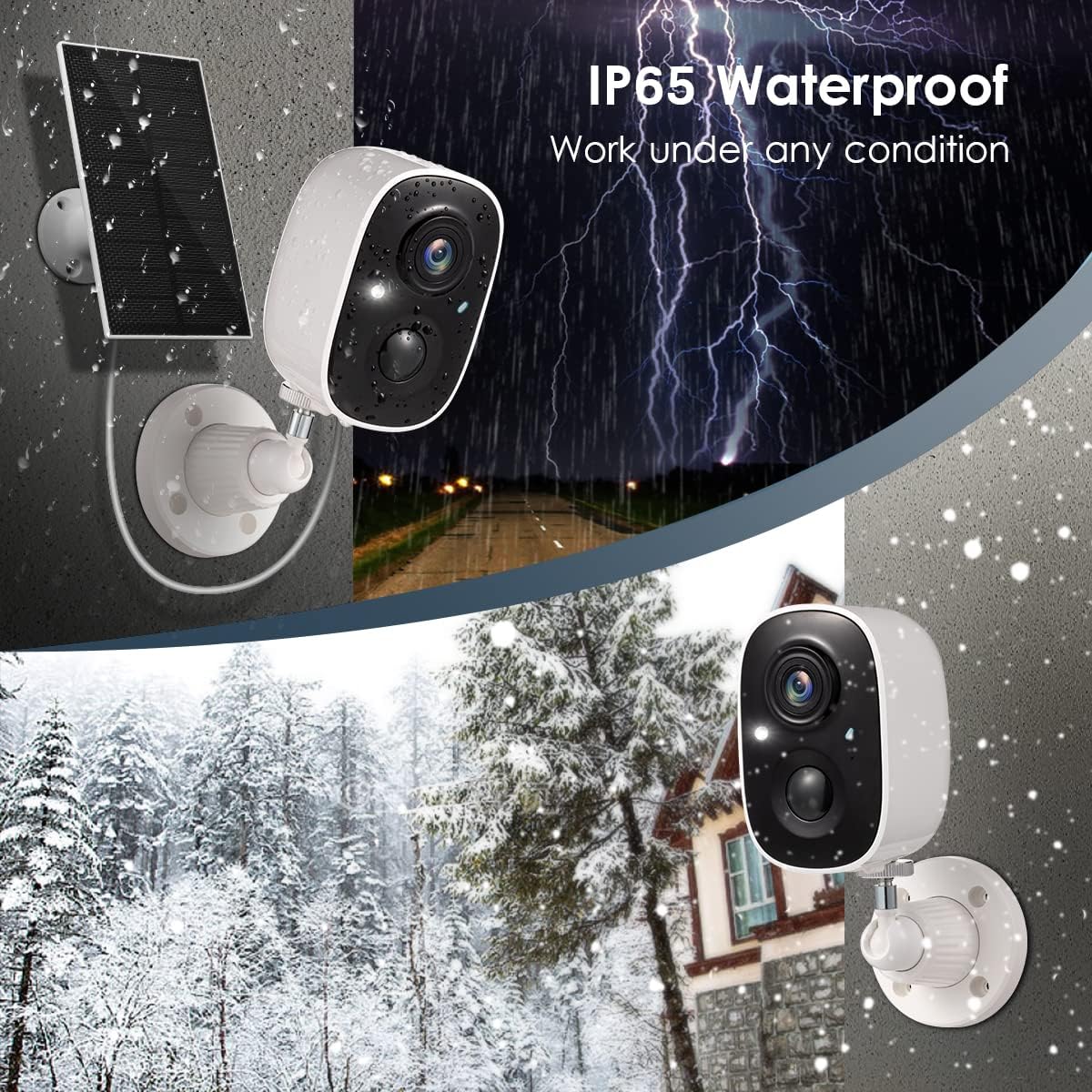 GMK 2K 2-Way 3MP IP65 Solar Security Camera Wireless Outdoor, with Solar Panel Color Night Vision Motion Detection Talk
