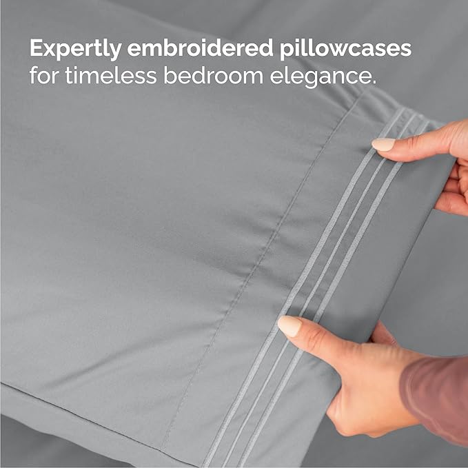 Cal King Size 4 Piece Sheet Set - Comfy Breathable & Cooling Bed Sheets Set - Hotel Luxury Bedding for Women, Men, Kids, Teens, Boys & Girls - Deep Pockets, Soft, Wrinkle Free - Oeko-Tex - Steel Blue
