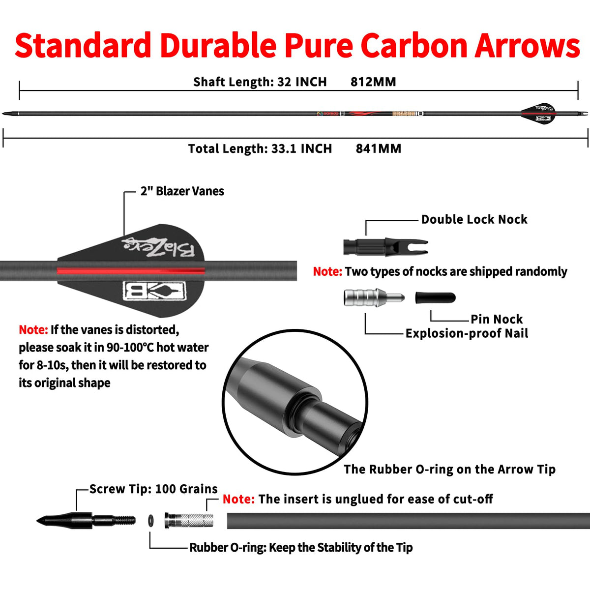 sanlida Dragon Carbon Arrows Pack of 12 (+/-.001" Straightness, 380 Spine)