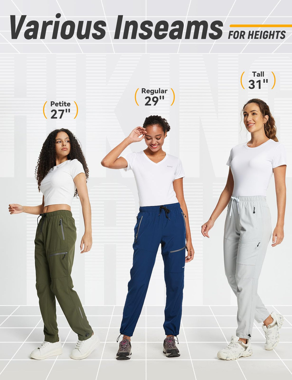 baleaf Women's Hiking Pants Quick Dry Lightweight Water Resistant Stretch Cargo Pants with Zipper Pockets Travel Camping 29''-Navy Blue 3XL