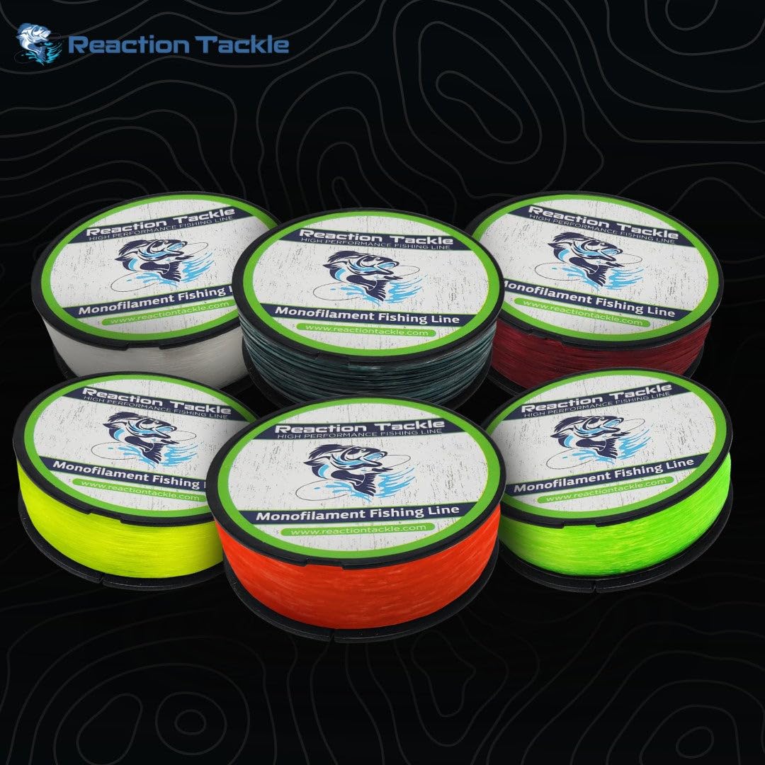 Reaction Tackle Monofilament Fishing Line - Premium Nylon Mono Line, Strong & Abrasion-Resistant, Low Memory for Smooth Long Casts - Freshwater & Saltwater - Hi Vis Orange | 8lb (2000 Yards)