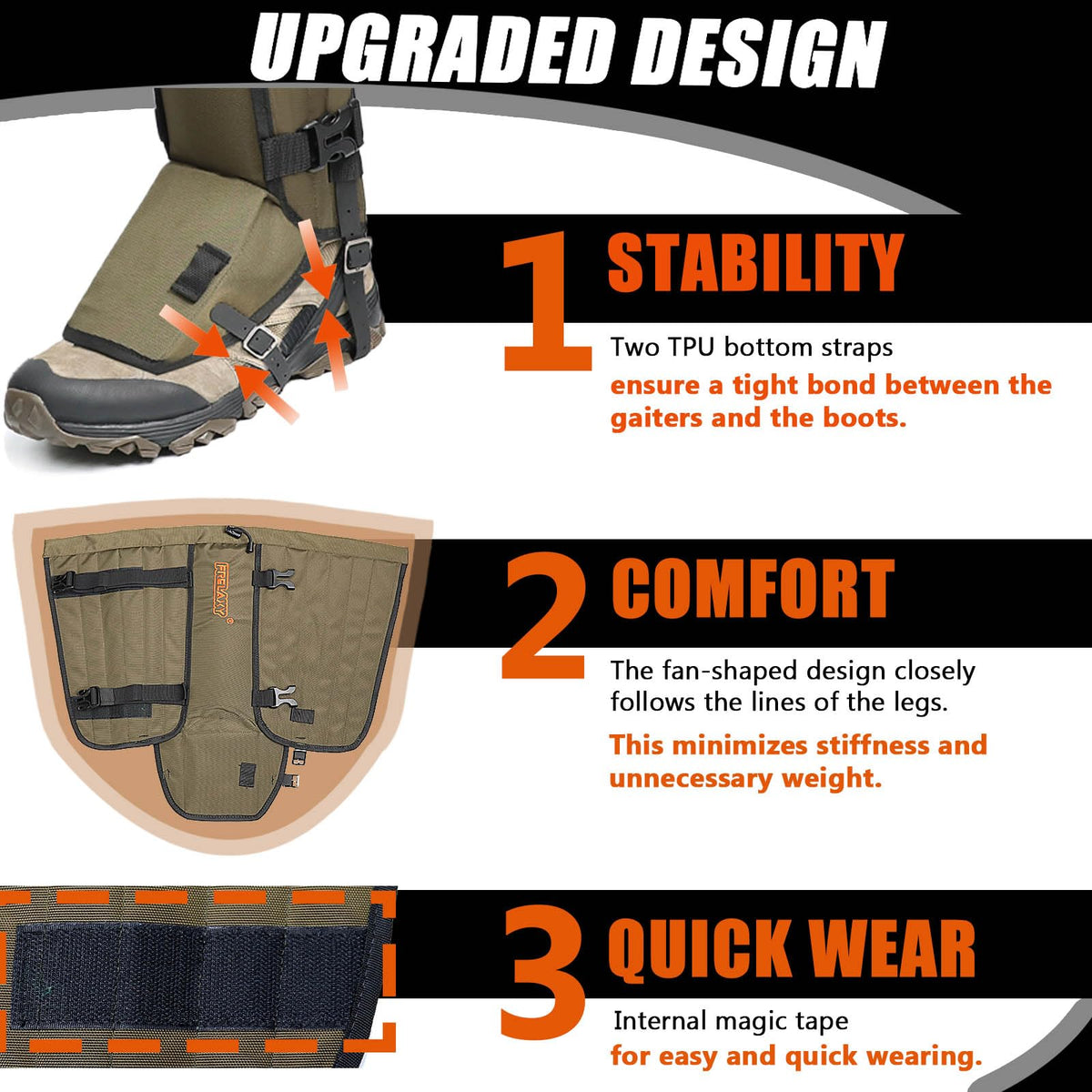 Frelaxy Snake Gaiters, Waterproof Snake Guard Chaps, Snake Bite Protection for Lower Legs, Adjustable Snake Proof Gaiters for Hunting/Outdoor Working, Fit for Men & Women