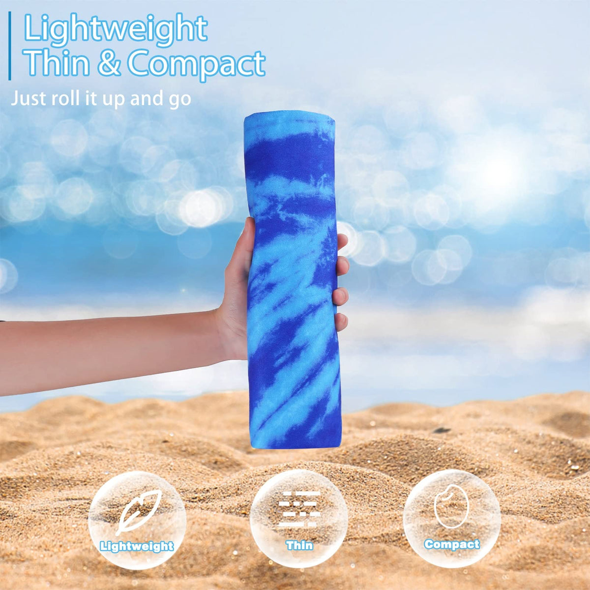 2 Pack Microfiber Thin Lightweight Beach Towel Oversized 71x32 Extra Large Sand Free Towels for Travel Swim Pool Yoga Gym Camping for Adults Women Men Beach Essentials Accessories Vacation Gift